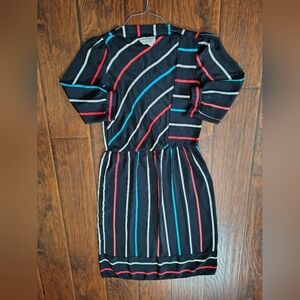 Vintage 70s John Richard colorful striped dress size 5/6